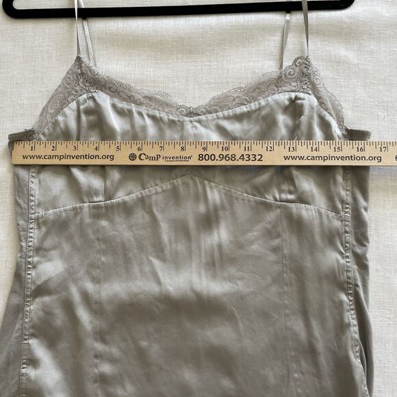 Ann Taylor Y2K Babydoll Tank Womens Large Petite Gray Silk Lace Trim Cami - Picture 4 of 6